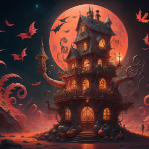 Steampunk Halloween Under the Red Moon Tissue Paper