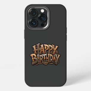 Steampunk happy birthday lettering iPhone 13 pro case