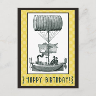 Steampunk Happy Birthday Postcard