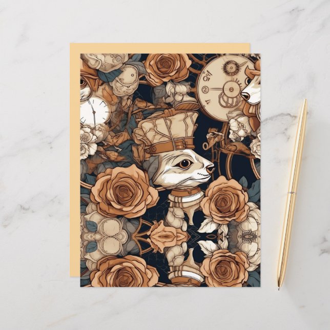 Steampunk Hare and Gears (Front/Back In Situ)