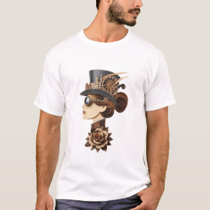 Steampunk hat womans face modern art T-Shirt