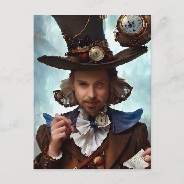 Steampunk Hatter Postcard (Front)