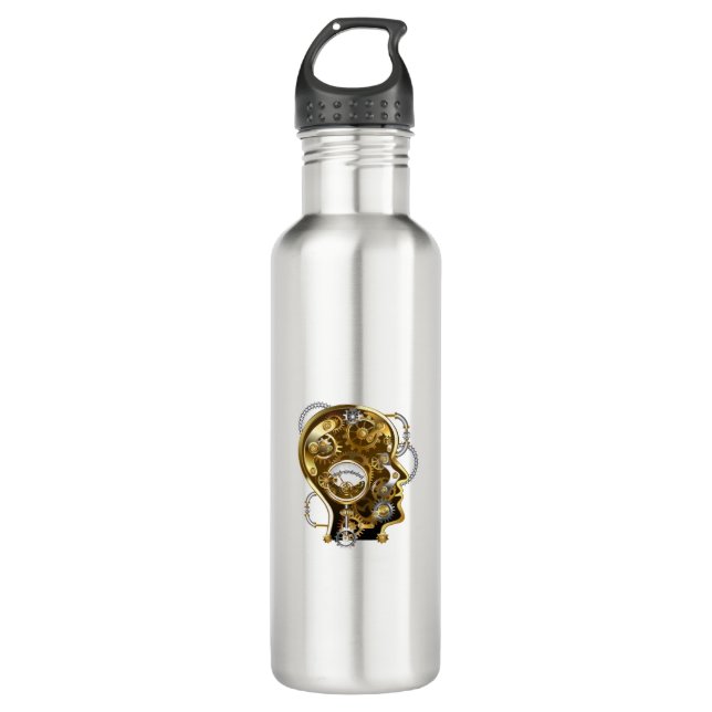 Steampunk Head with Manometer 710 Ml Water Bottle (Front)