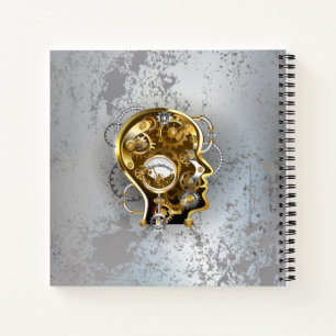 Steampunk head with manometer notebook