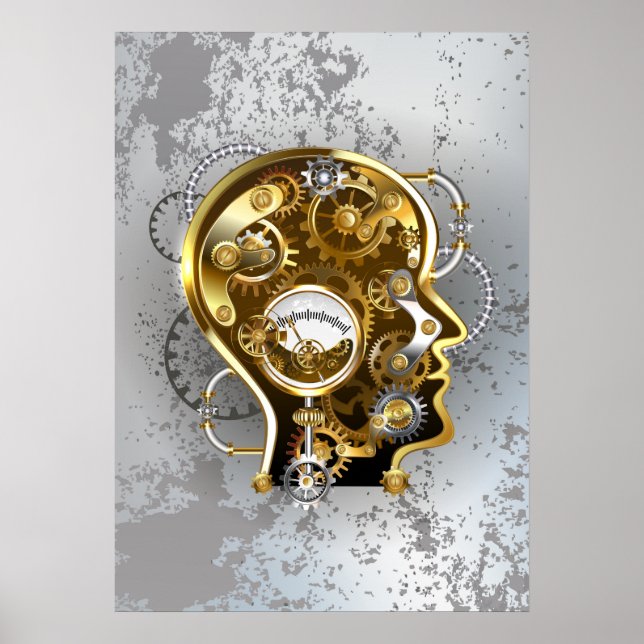 Steampunk head with manometer poster (Front)