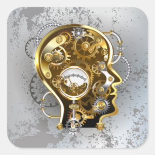 Steampunk head with manometer square sticker