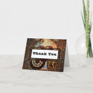 Steampunk Heart and Gear Thank You Note Card
