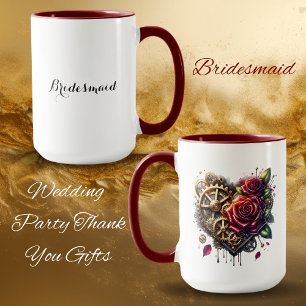 Steampunk Heart and Roses   Bridesmaid Mug