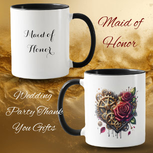 Steampunk Heart and Roses   Maid of Honour Mug