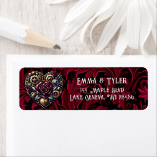 Steampunk Heart and Roses  Return Address Label
