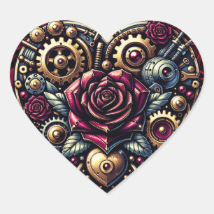 Steampunk Heart and Roses  Sticker