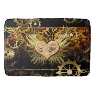 Steampunk heart bath mat