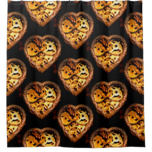 steampunk heart bathroom shower curtain