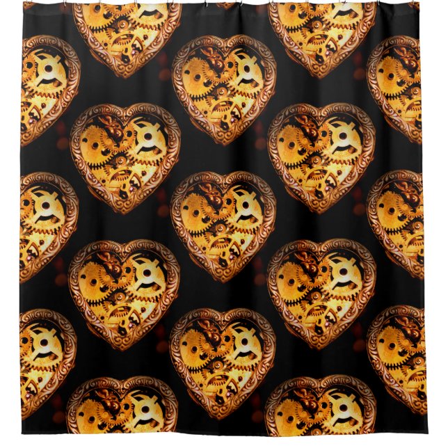 steampunk heart bathroom shower curtain (Front)