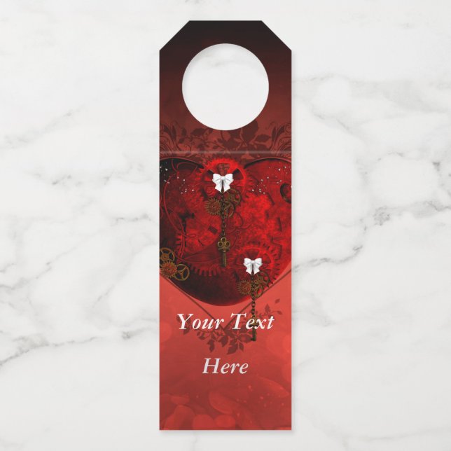 Steampunk heart bottle tag (Front)