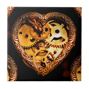 steampunk heart ceramic tile