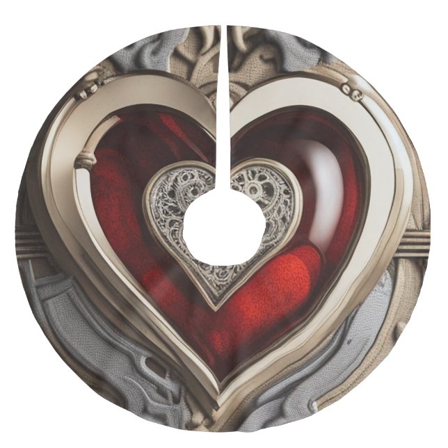 Steampunk Heart – Intricate Mechanical Love  Brushed Polyester Tree Skirt (Front)