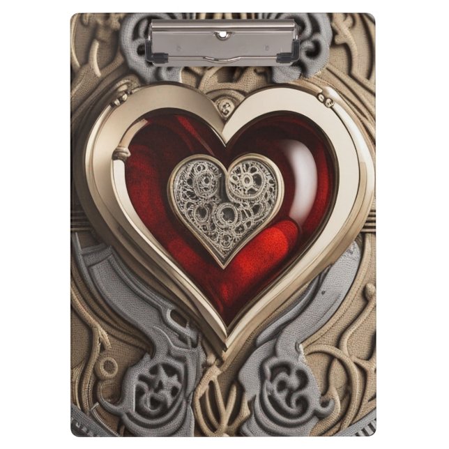 Steampunk Heart – Intricate Mechanical Love  Clipboard (Front)