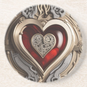 Steampunk Heart – Intricate Mechanical Love  Coaster