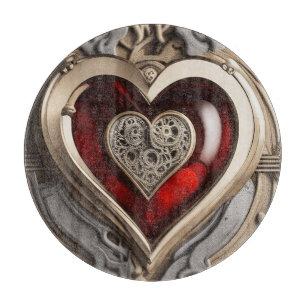 Steampunk Heart – Intricate Mechanical Love Cutting Board