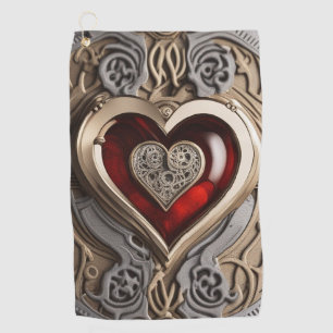 Steampunk Heart – Intricate Mechanical Love Golf Towel