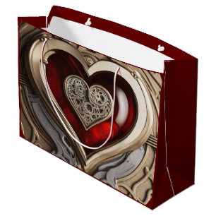Steampunk Heart – Intricate Mechanical Love Large Gift Bag