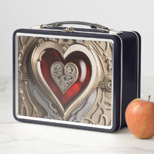 Steampunk Heart – Intricate Mechanical Love Metal Lunch Box