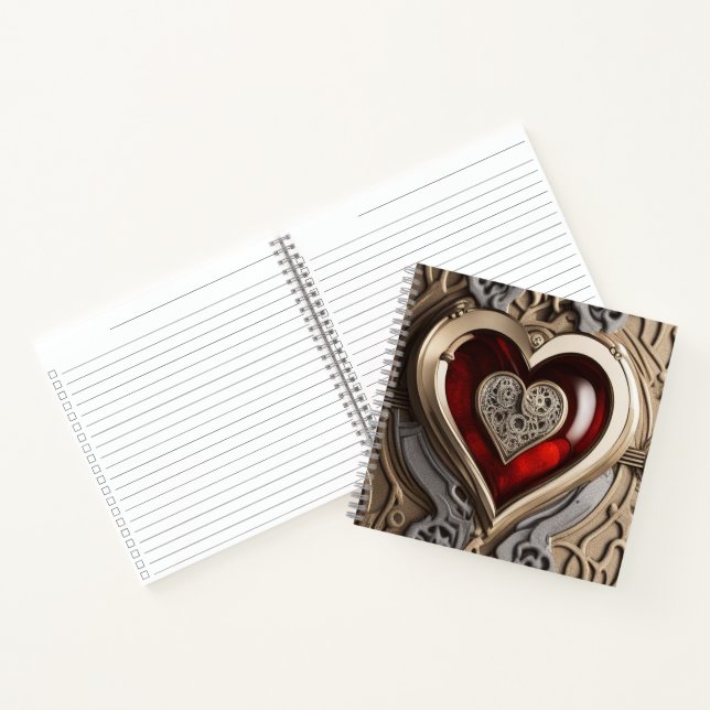 Steampunk Heart – Intricate Mechanical Love  Notebook (Inside)