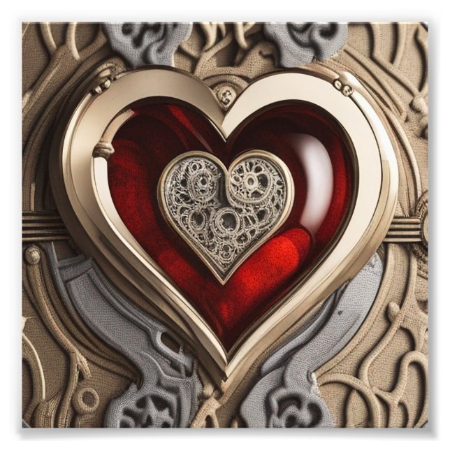 Steampunk Heart – Intricate Mechanical Love  Photo Print (Front)