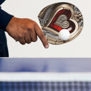 Steampunk Heart – Intricate Mechanical Love  Ping Pong Paddle
