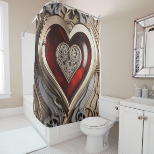 Steampunk Heart – Intricate Mechanical Love  Shower Curtain