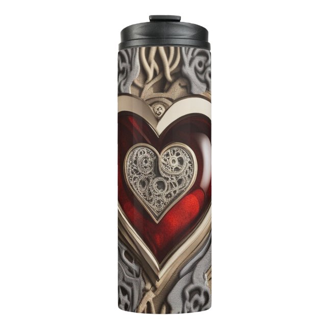 Steampunk Heart – Intricate Mechanical Love  Thermal Tumbler (Front)