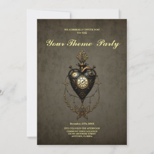 Steampunk heart,  invitation