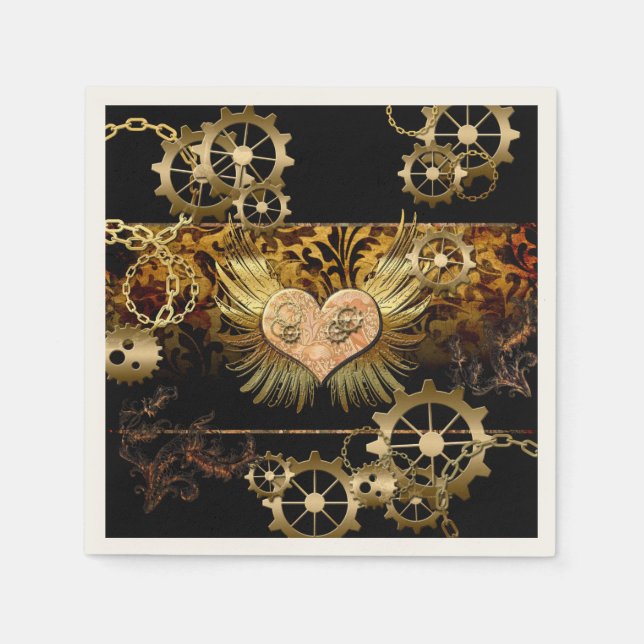 Steampunk heart napkin (Front)