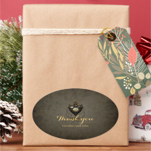 Steampunk heart, oval sticker