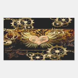 Steampunk heart rectangular sticker