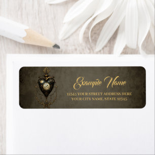 Steampunk heart, return address label