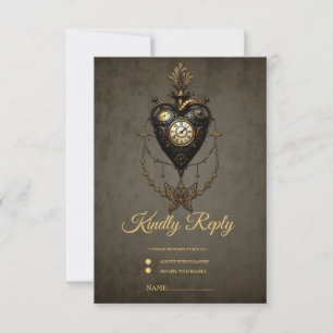 Steampunk heart, RSVP card