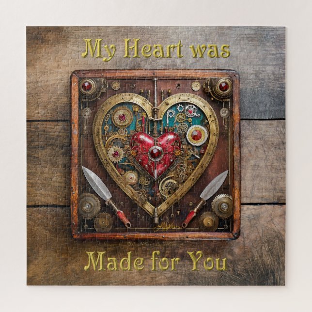 Steampunk Heart Rubies And Daggers For Warriors  Jigsaw Puzzle (Vertical)