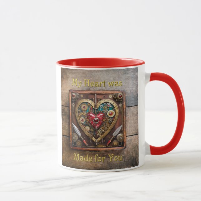 Steampunk Heart Rubies And Daggers For Warriors  Mug (Right)