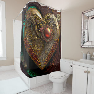 Steampunk Heart Shower Curtain