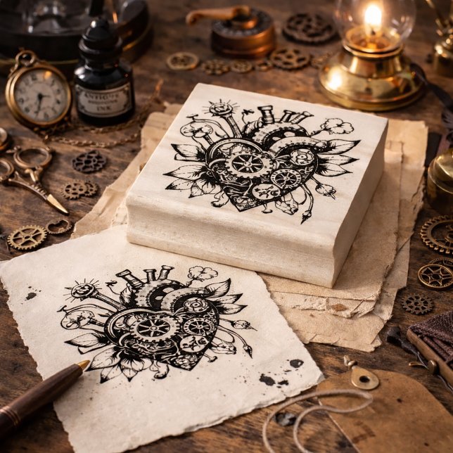 Steampunk Heart Stamp – Vintage Gear & Clockwork  (Creator Uploaded)