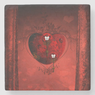 Steampunk heart stone coaster