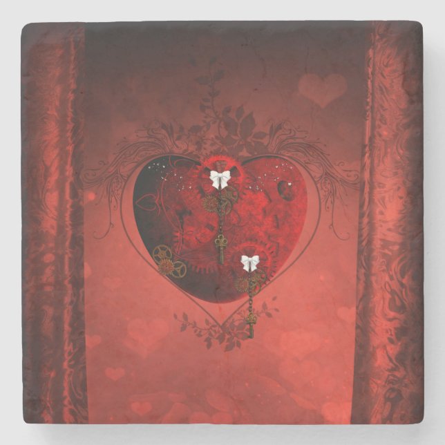 Steampunk heart stone coaster (Front)