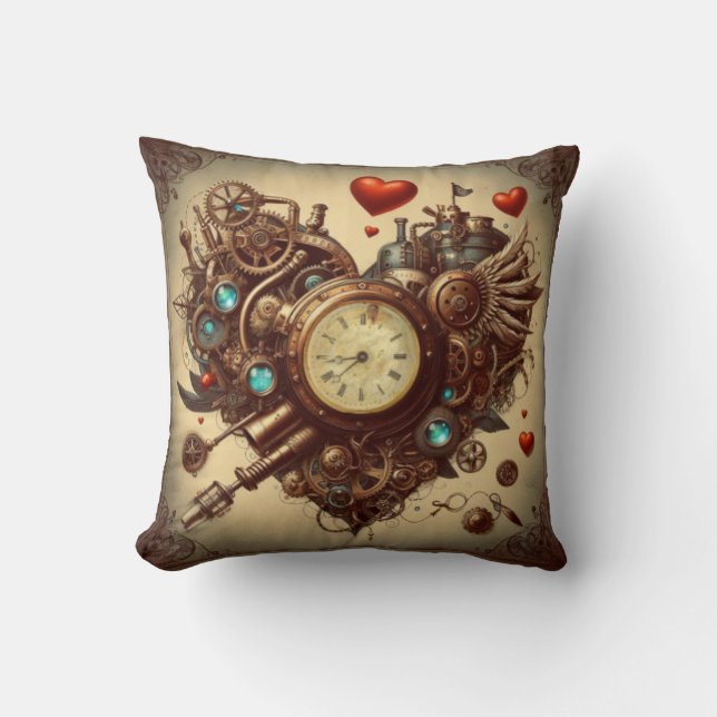 Steampunk heart/valentine's day  cushion (Front)