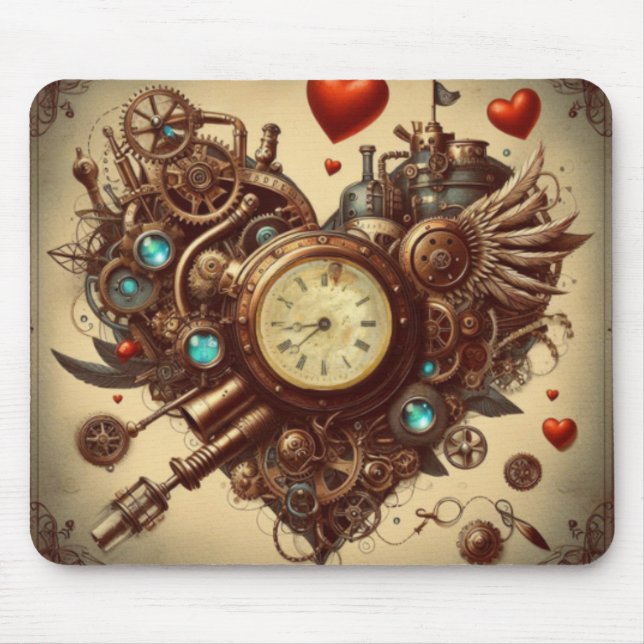 Steampunk heart/valentine's day  mouse pad (Front)