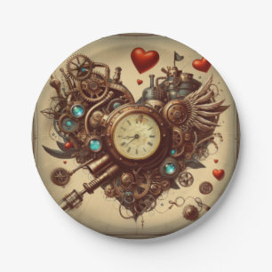 Steampunk heart/valentine's day paper plate