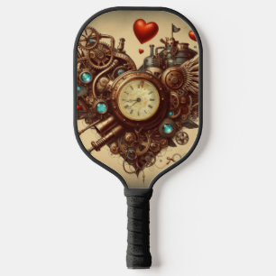 Steampunk heart/valentine's day pickleball paddle