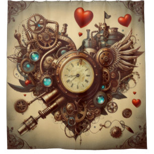 Steampunk heart/valentine's day shower curtain