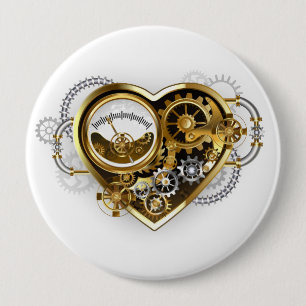 Steampunk Heart with a Manometer 10 Cm Round Badge